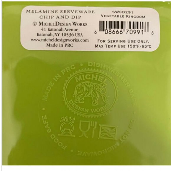Michel Design Works Melamine Serveware Square Tray Chip & Dip Vegetable Kingdom - Picture 4 of 5